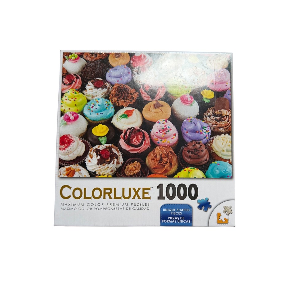 Colorluxe 1000 Piece Puzzle Colorful Cupcakes Unique Shaped Pieces New Sealed